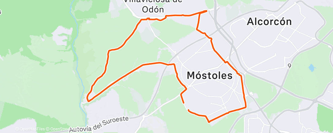 Map of the activity, Bicicleta de montaña por la tarde