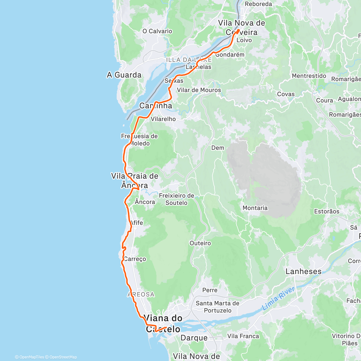 Map of the activity, Passeio pela costa