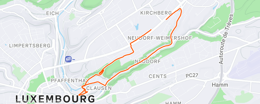 Карта физической активности (Course à pied dans l'après-midi)