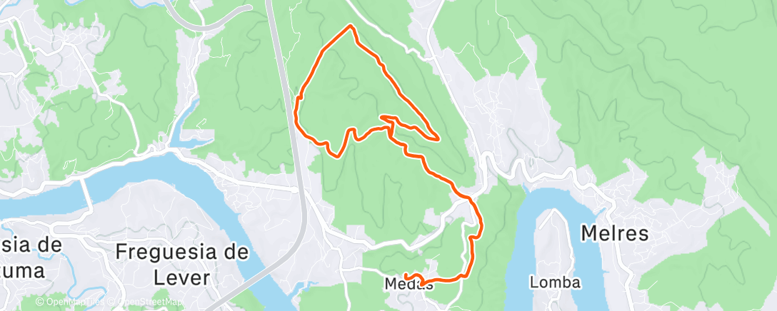 Map of the activity, Corrida em trilho vespertina