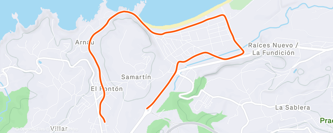Map of the activity, Afternoon Run
