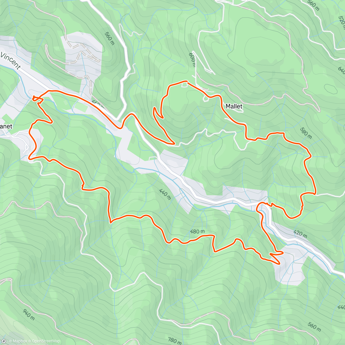 Map of the activity, Footing : nouveau chemin & bain froid