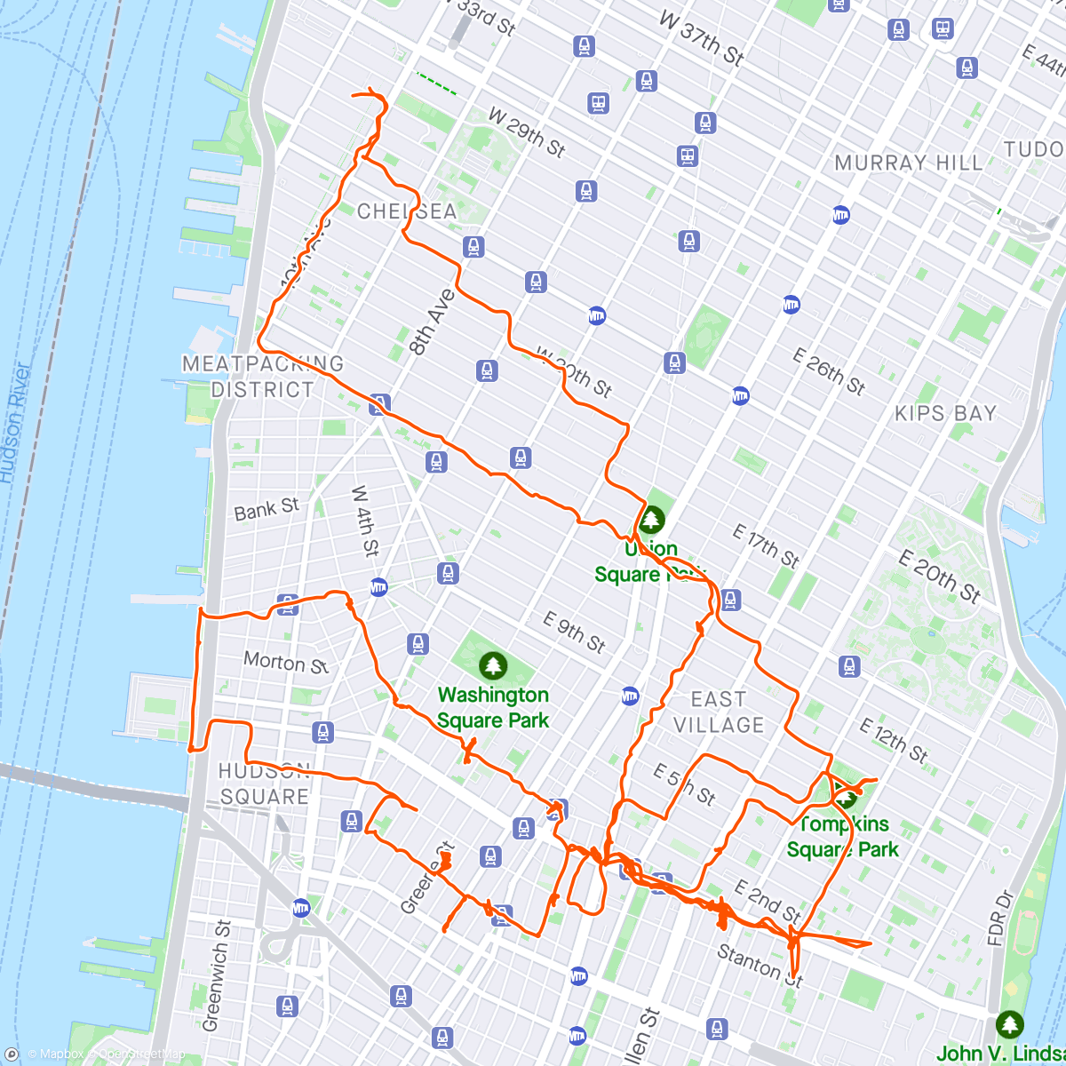 活动地图，Gatelangs i NYC med Tuva - dag 2