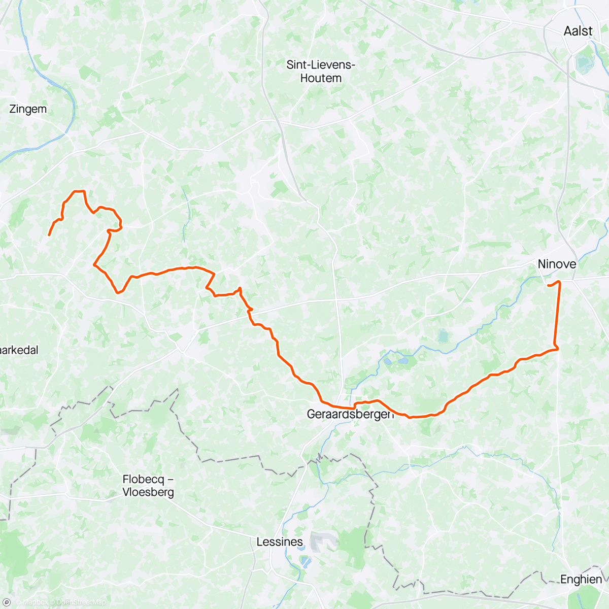 活动地图，ROUVY - Kerkgate to Ninove | Belgium