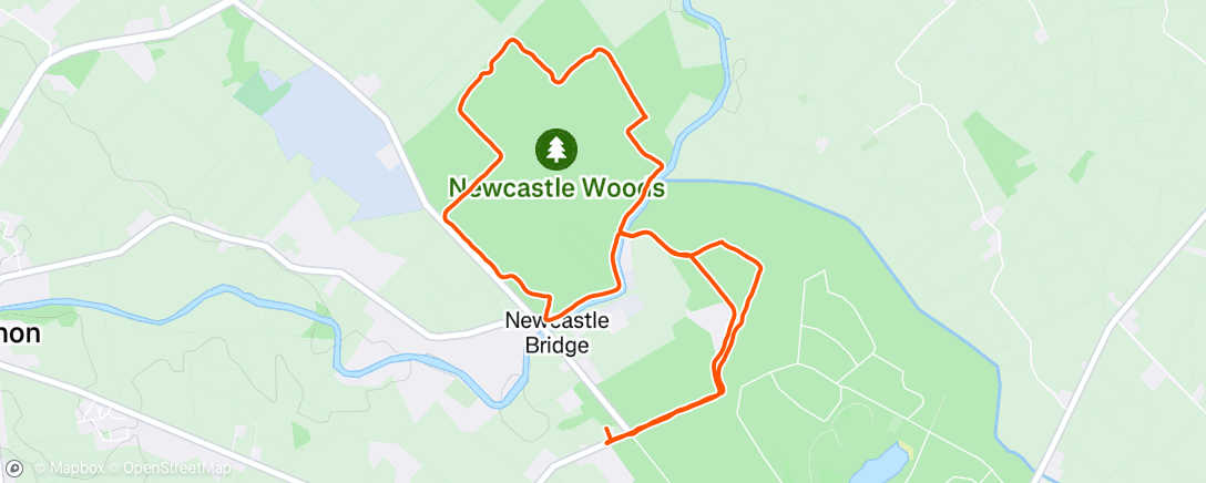 Map of the activity, Winter run in Newcastle forest