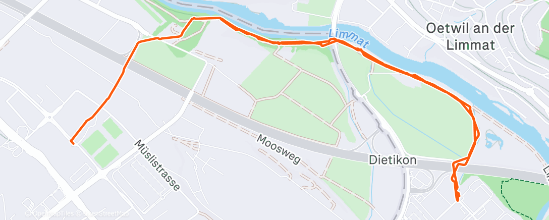 Map of the activity, Afternoon Run