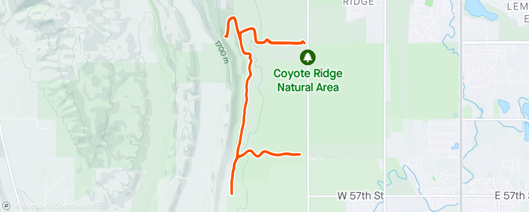 Map of the activity, Medium distance - trails and hills