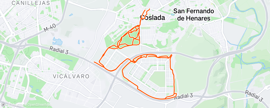 Map of the activity, Bicicleta por la tarde