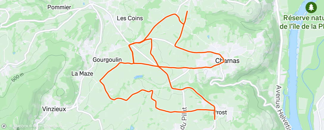 Map of the activity, Course à pied le matin