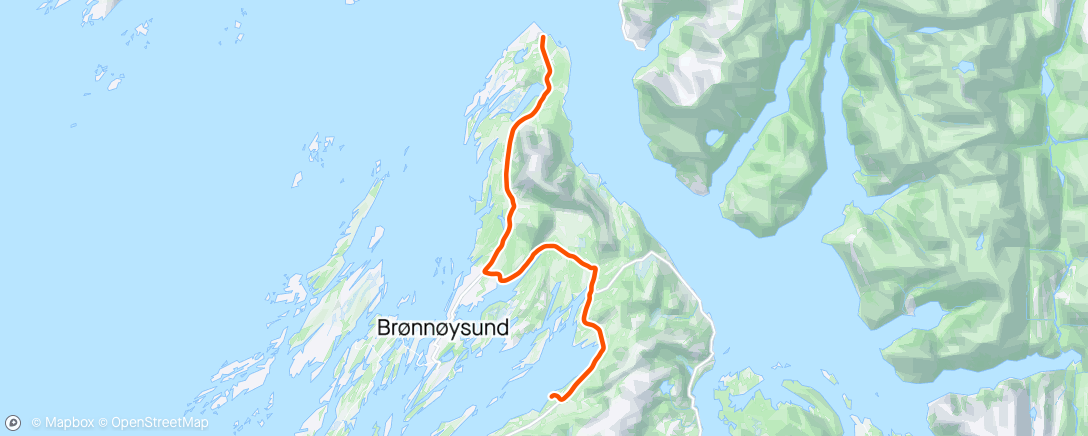 Map of the activity, En snartur på hytta i Brønnøysund. Ikke så varmt som på GC, men samme sola. 😊👍🚴‍♀️