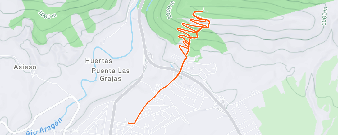 Map of the activity, Carrera de noche