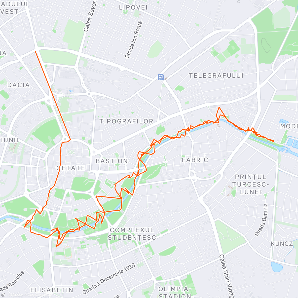 Map of the activity, Tura de luni de la Vaporu'/Farewell drink for Kasia