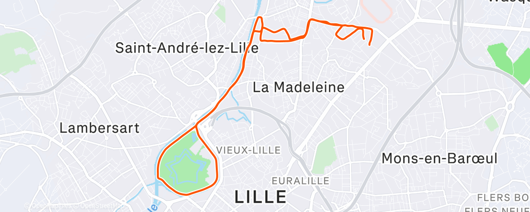 Map of the activity, Course à pied dans l'après-midi