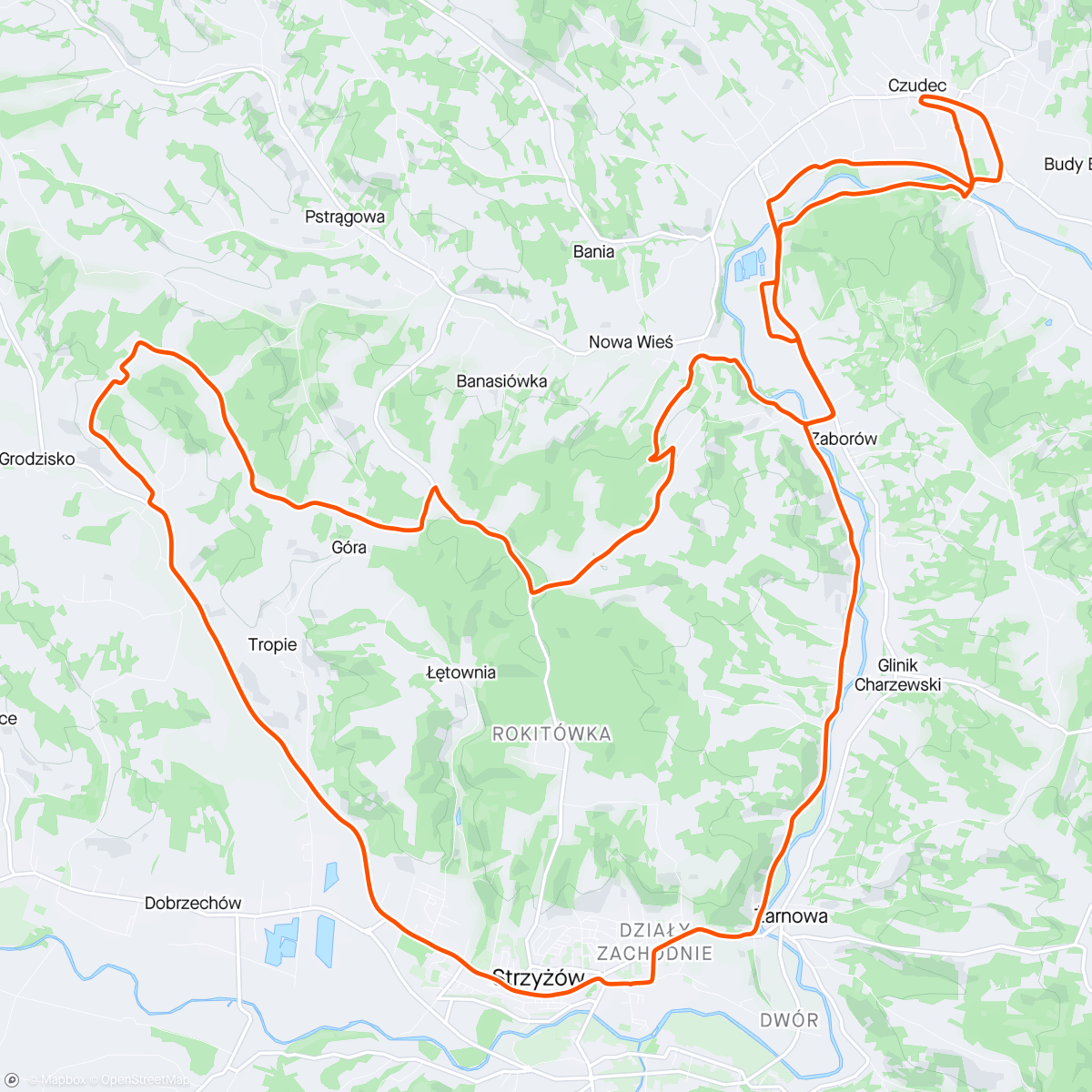Map of the activity, Na bieszczadzkich nogach ride