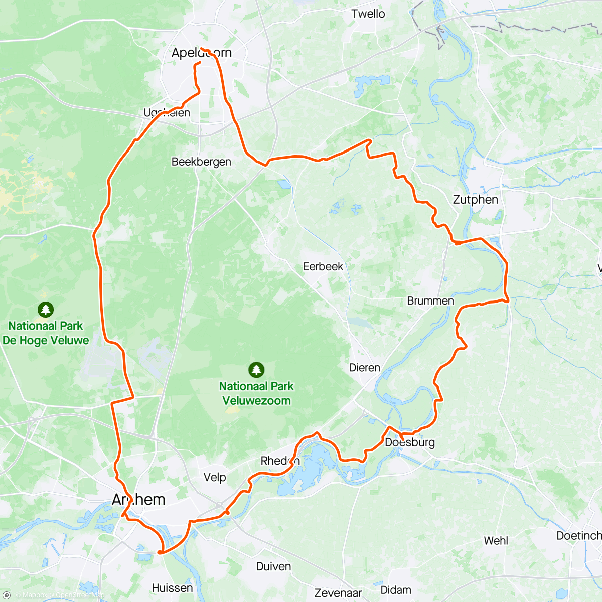 Map of the activity, Ochtendrit met Carl, Rein in het wiel bij Knoeff