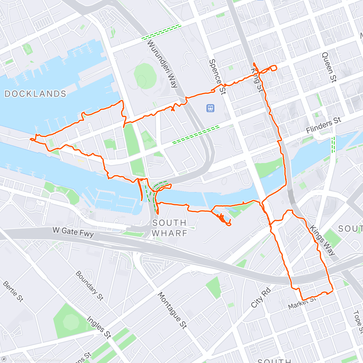 Map of the activity, Passeggiando a Melbourne