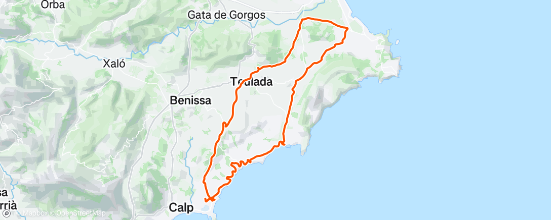 Map of the activity, Moraira-Benitachell-Adsubia-Teuladia from Calp with Gill