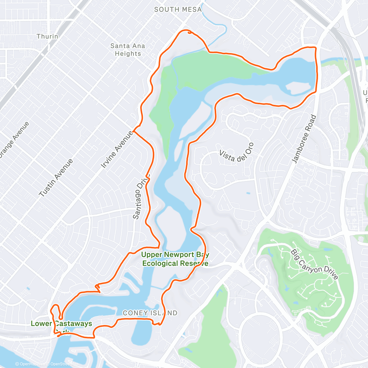 Map of the activity, Irvine sightseeing