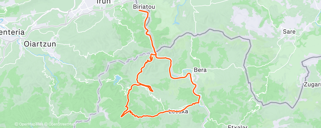 Map of the activity, Bicicleta de montaña a la hora del almuerzo