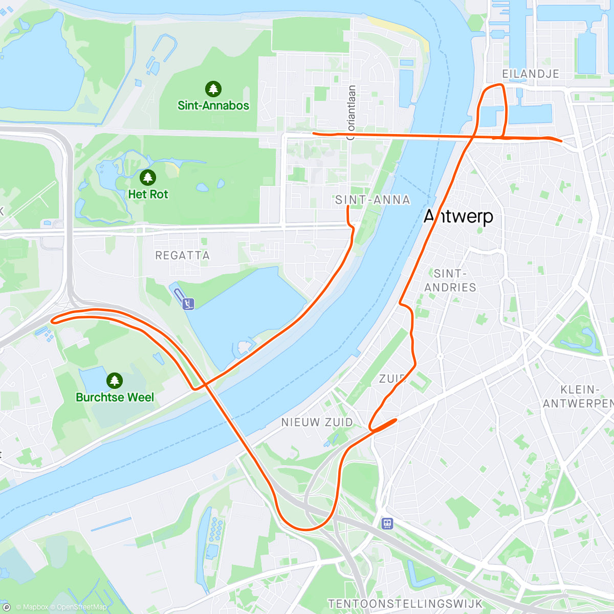 Mapa de la actividad (10 miles antwerpen)