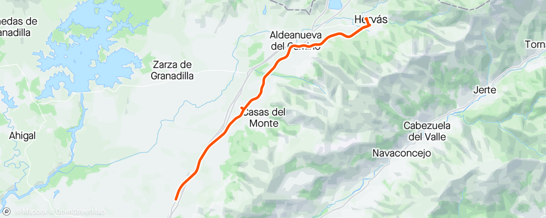 Mapa de la actividad (Via verde de La Plata: Hervas a Villar de Plasencia)