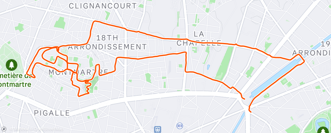 Map of the activity, Course à pied le matin