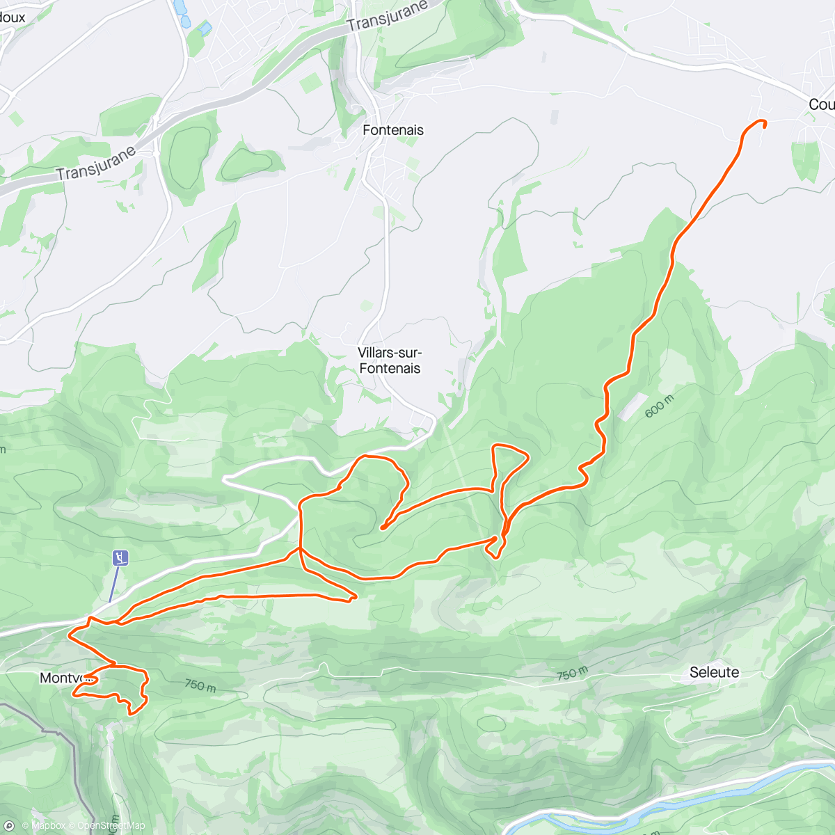 Map of the activity, Sortie Longue Aérobie Z2, à jeûn.