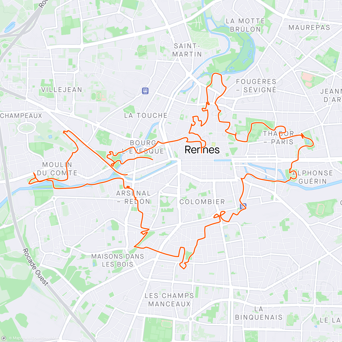Map of the activity, Rennes Urban Trail