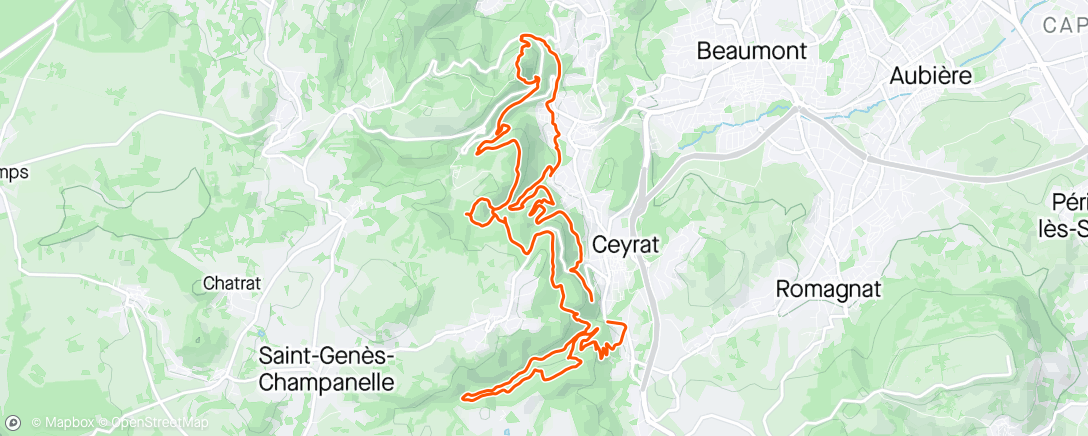 Mapa da atividade, Trail Ceyrat