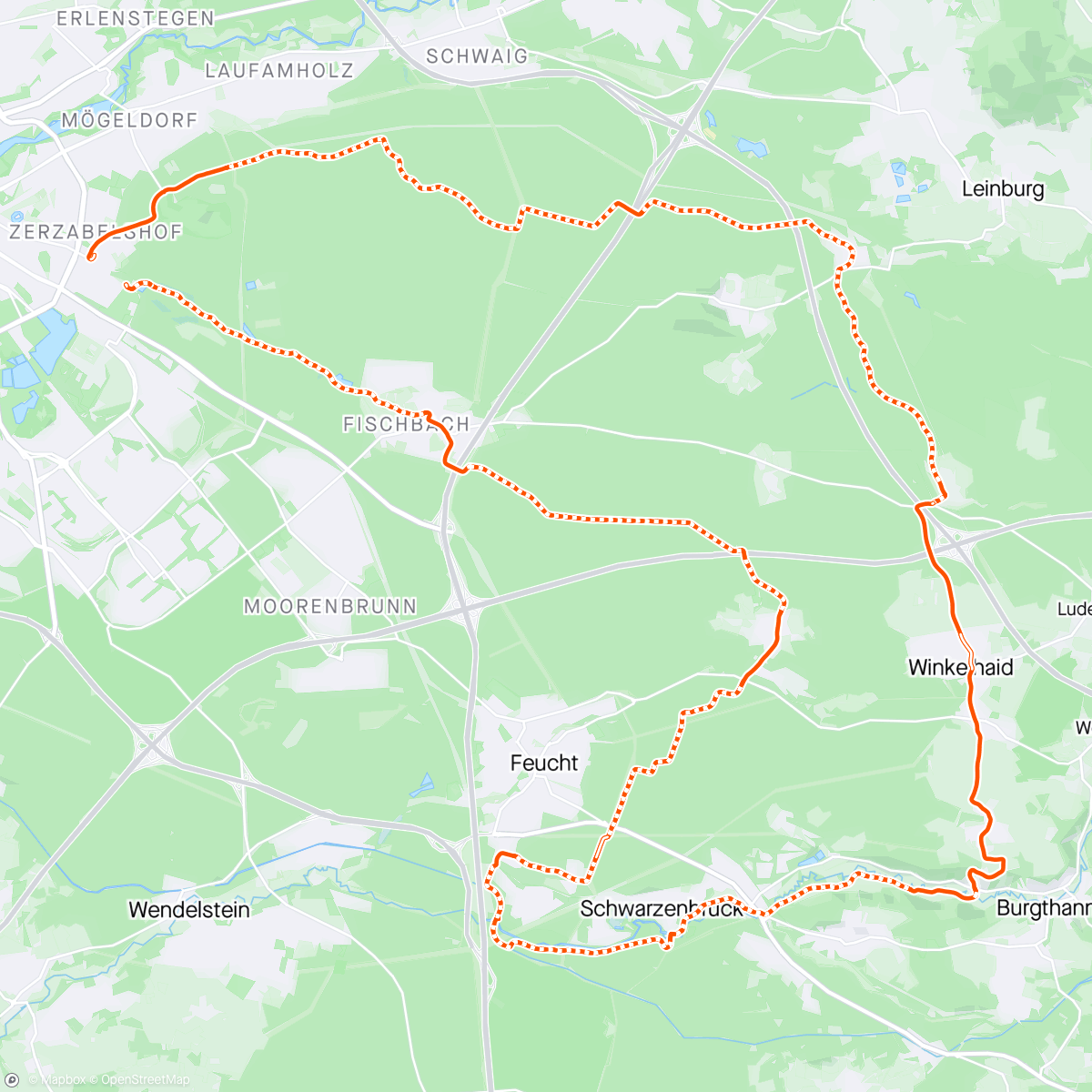 Map of the activity, Waldschänke am Sonntag