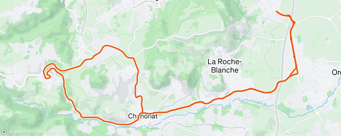 Map of the activity, Sortie vélo en soirée