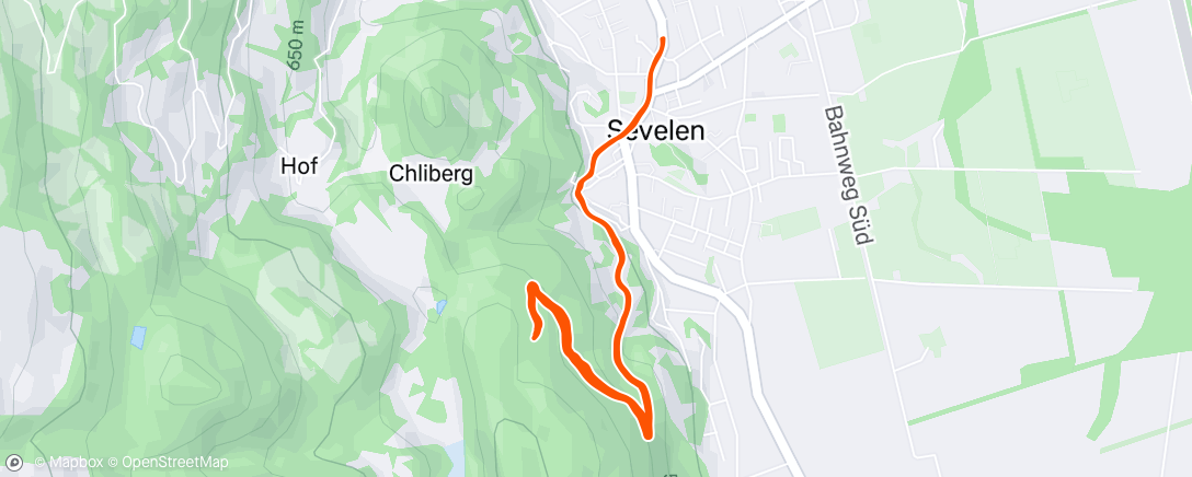 Map of the activity, Uphill Reps mit ⛈️ und 🐗