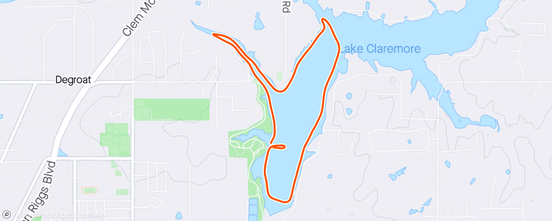 Mapa de la actividad (Kayak training at Claremore lake)