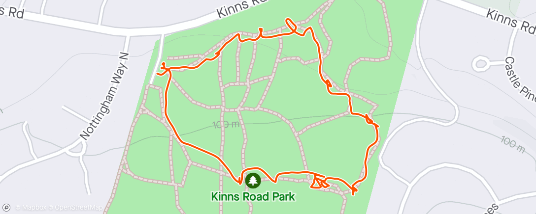 Mapa da atividade, Kinns Road Park Hike