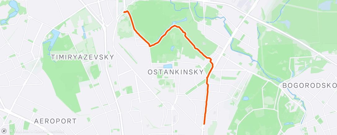 Map of the activity, Дневной забег