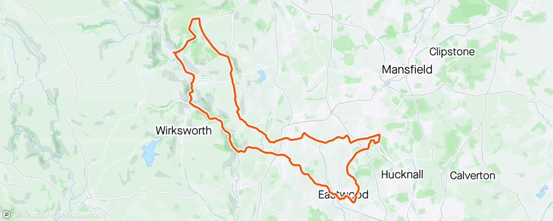 Map of the activity, Ashfield Sunday Ride