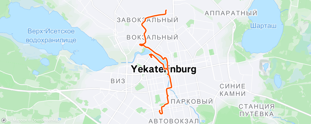 Map of the activity, Вечерний забег