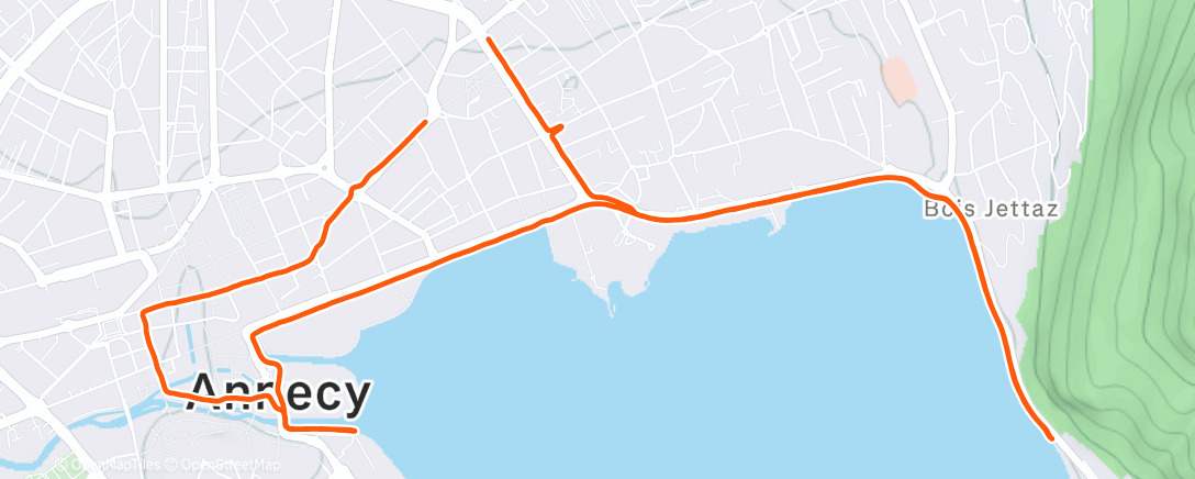 Map of the activity, Course à pied le soir