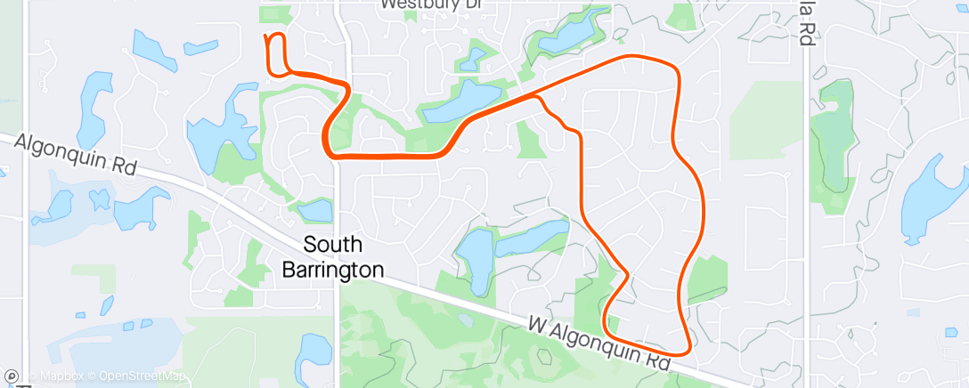 Map of the activity, Morning Run, Sunny 37F Freeman, Winston, Firestone Loop, Hoffman Estates