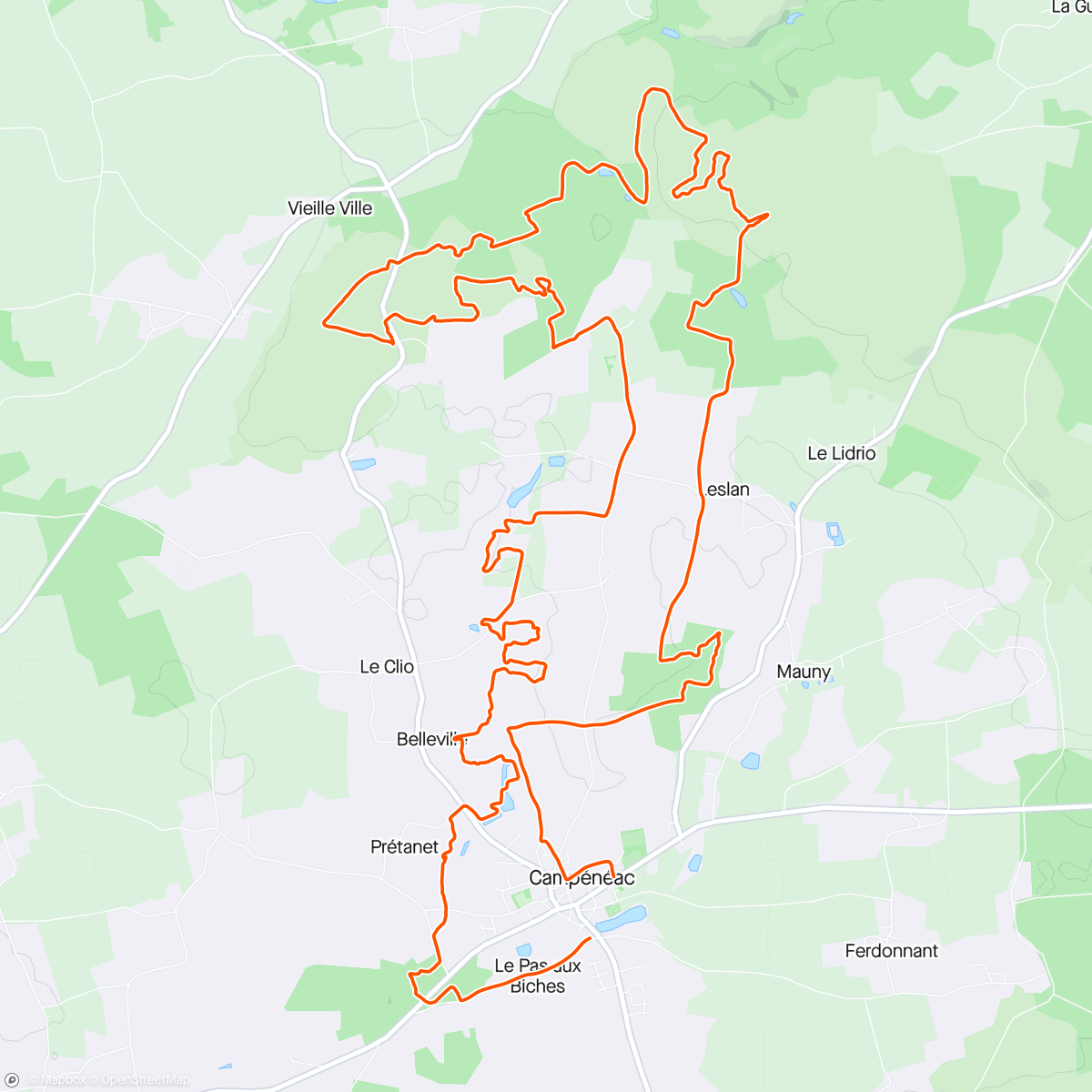 Map of the activity, VTT Campénéac avec Corentin 😍