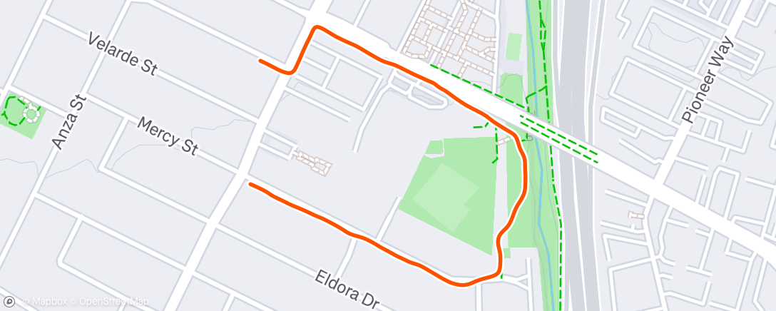Map of the activity, Running with Tim