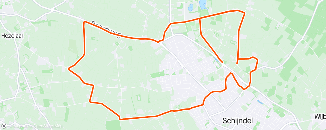 Map of the activity, 5km met Evy en met licht tempo door