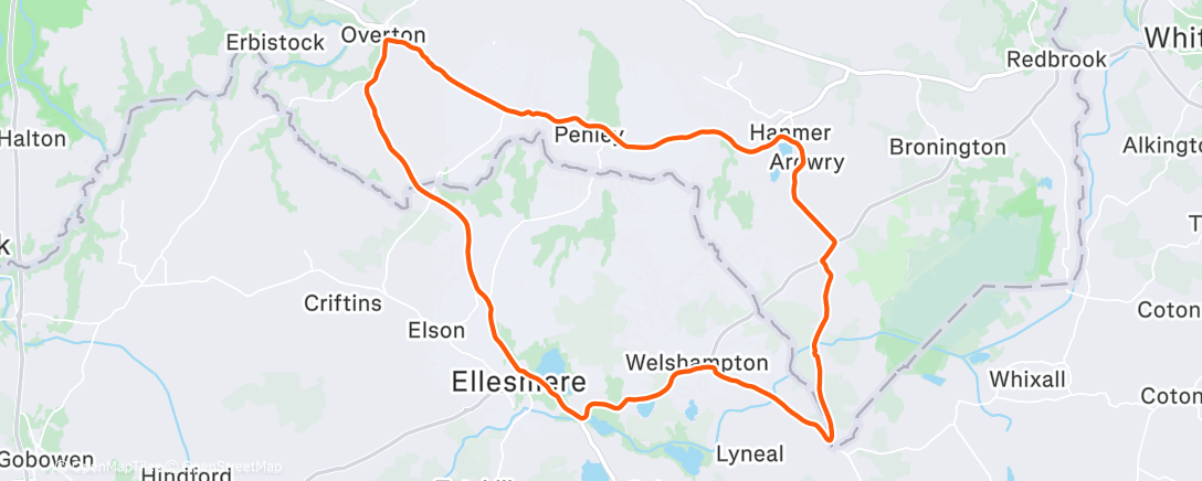 Map of the activity, Afternoon ride