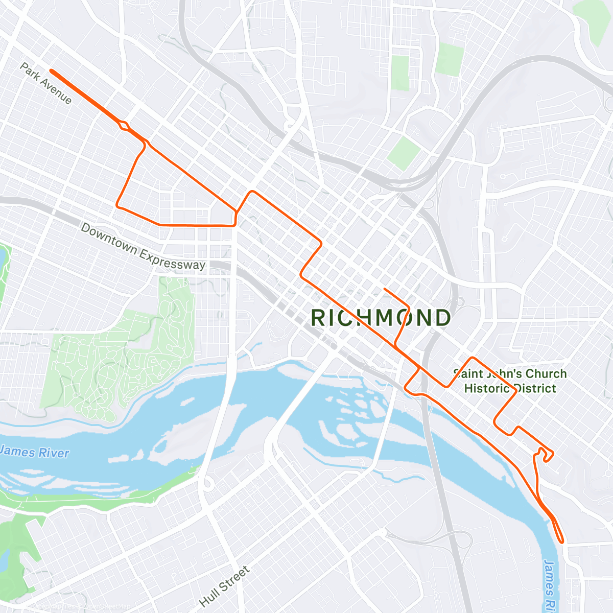 Map of the activity, Richmond Rollercoaster route