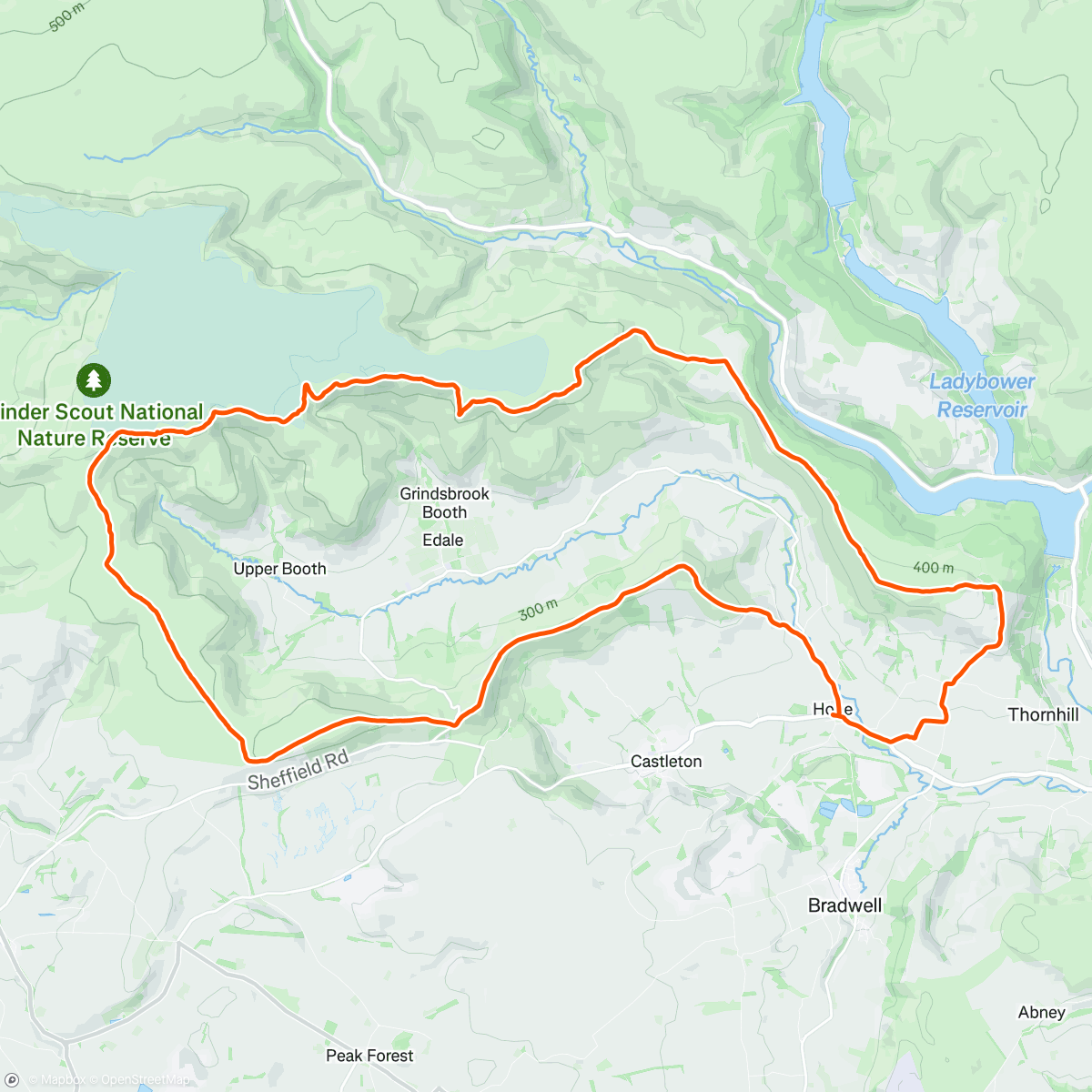 Map of the activity, Edale Skyline Walk