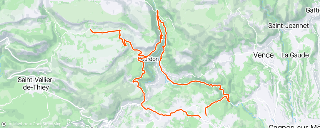 Map of the activity, R4 Vallon Rouge Bramafan Gourdon col de l'ècre et retour