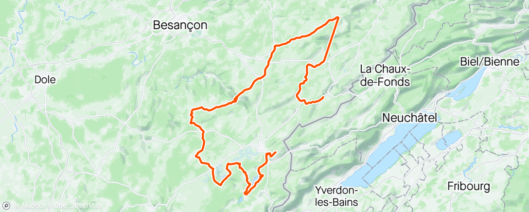 Map of the activity, Tour du Doubs - Chilometri mancanti per gara neutralizzata