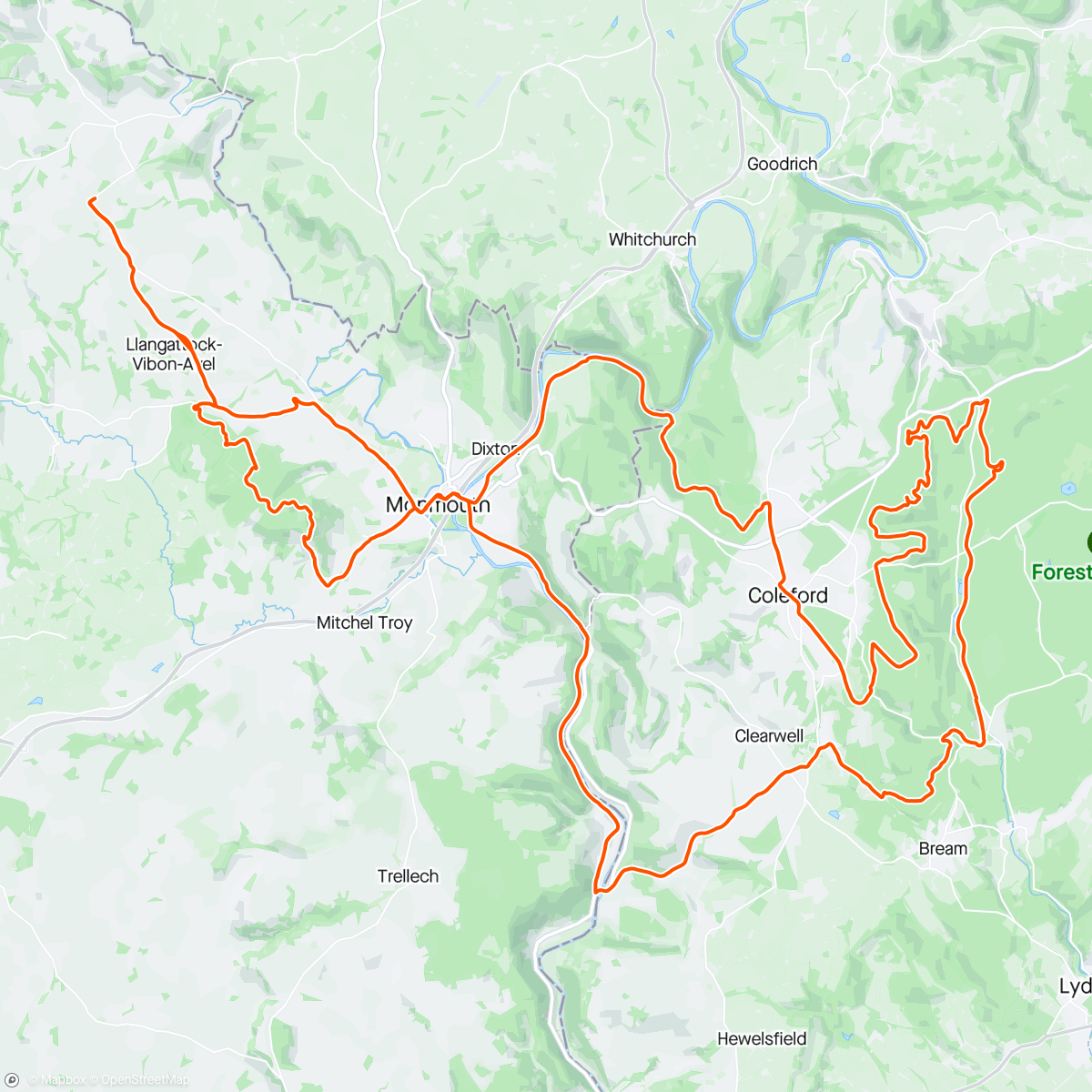 Map of the activity, Wye Valley & Forest gravel