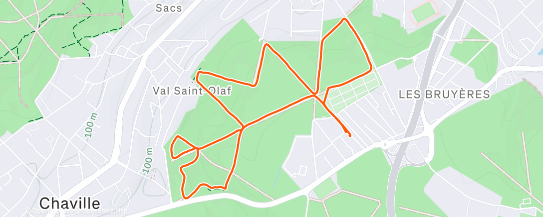 Map of the activity, Afternoon Run