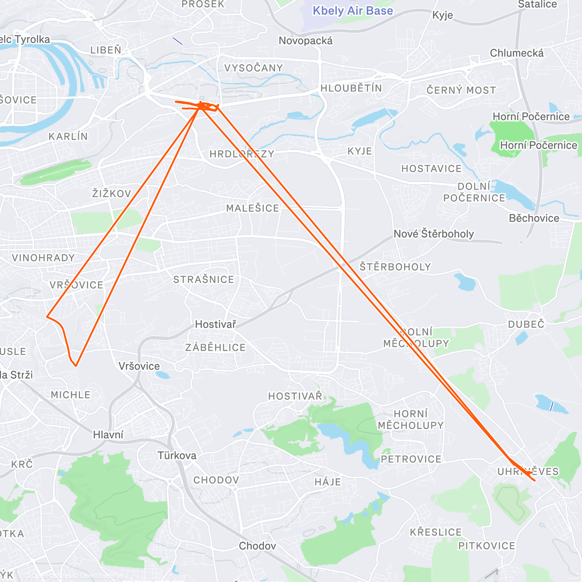 Map of the activity, ☁ Walk Prague Libeň, Uhříněves, 